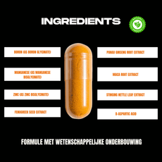 Natuurlijke ingrediënten van CONQUEROR: fenegriek, maca, panax ginseng en zwarte peper